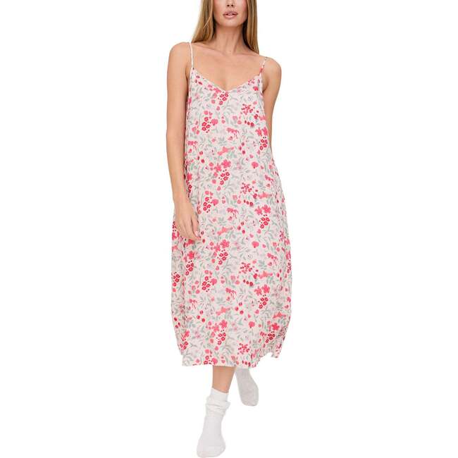 Rosie V-Neck Patchwork Print Slip Nightgown, Pink Floral