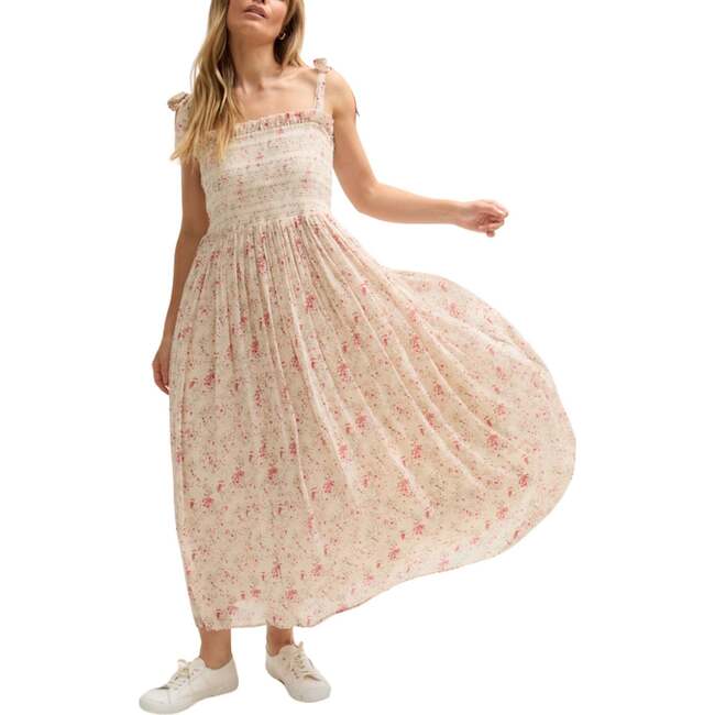 Annie Smocked Print Maxi Dress, Pink - Dresses - 5