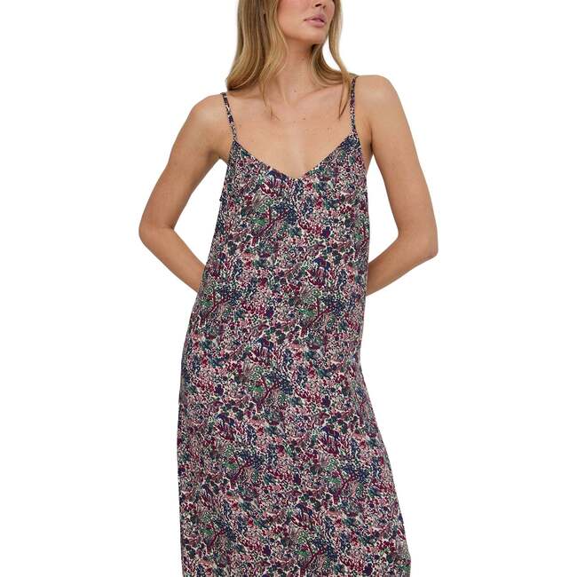 Rosie V-Neck Patchwork Print Slip Nightgown, Red