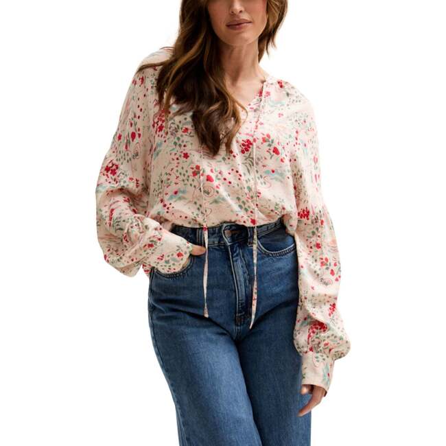 Rosetti Billowy Sleeves Print Blouse, Natural