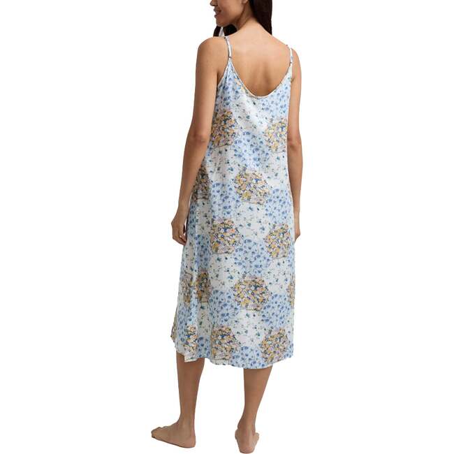 Rosie V-Neck Patchwork Print Slip Nightgown, Blue Floral