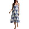 Rosie V-Neck Patchwork Print Slip Nightgown, Blue - Pajamas - 1 - thumbnail