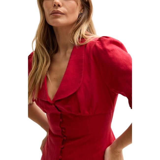 Rachel Vintage Inspired Short Sleeve Shirt, Red