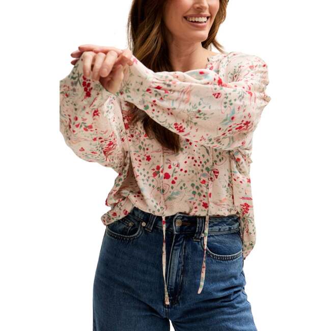 Rosetti Billowy Sleeves Print Blouse, Natural