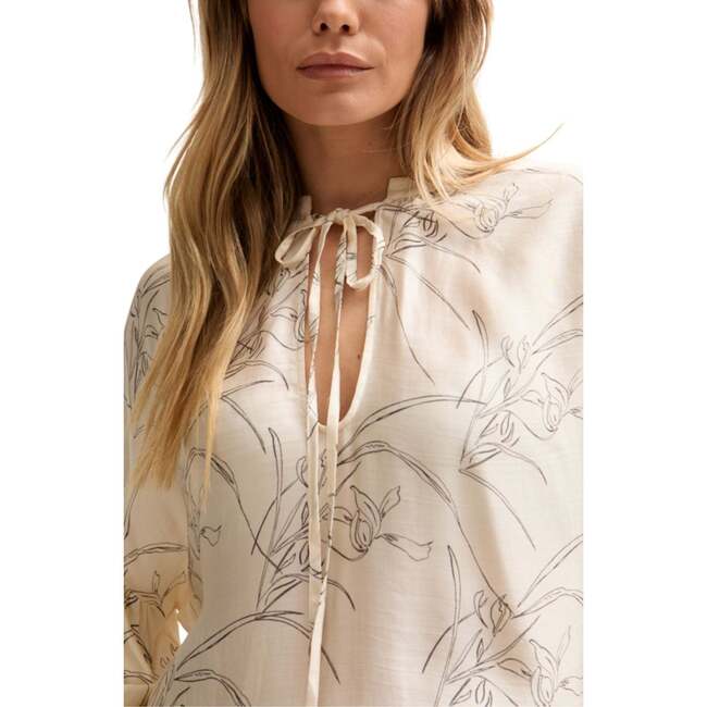 Rosetti Billowy Sleeves Print Blouse, White