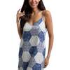 Rosie V-Neck Patchwork Print Slip Nightgown, Blue - Pajamas - 2 - thumbnail