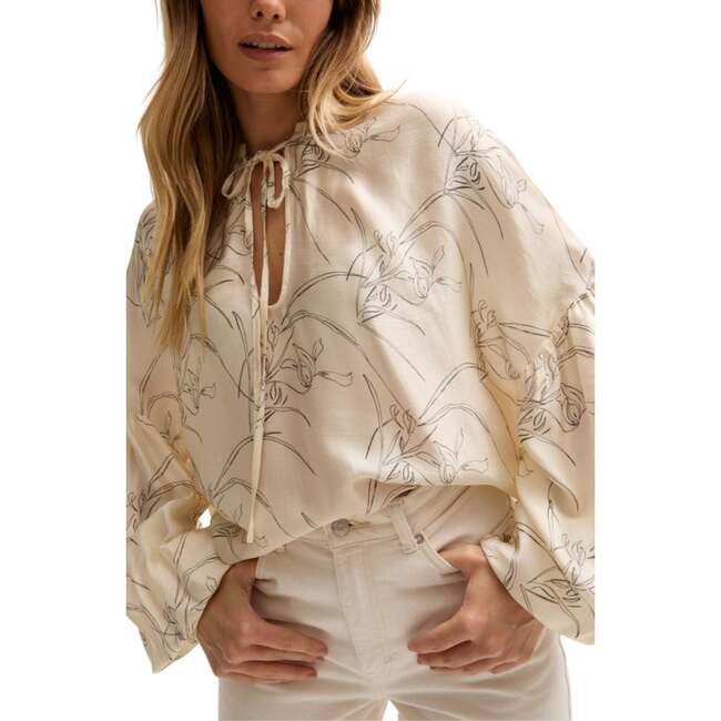Rosetti Billowy Sleeves Print Blouse, White - Blouses - 3