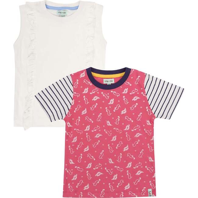 Seahorse Print & Plain Top -2 Pack