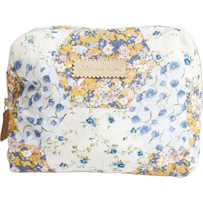 Print Cosmetic Bag, Blue/Yellow Floral
