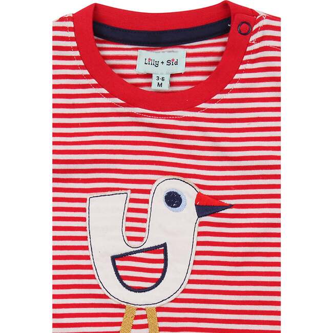 Seagull and Stripe Print T-Shirt and Short Set - Mixed Apparel Set - 3
