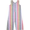 Rainbow Printed Jumpsuit with Buttons - Rompers - 1 - thumbnail