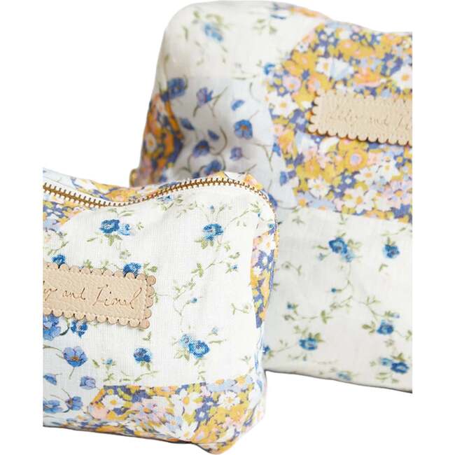 Print Cosmetic Bag, Blue/Yellow Floral