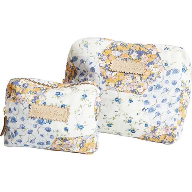 Print Wash Bag, Blue/Yellow Floral - Bags - 3