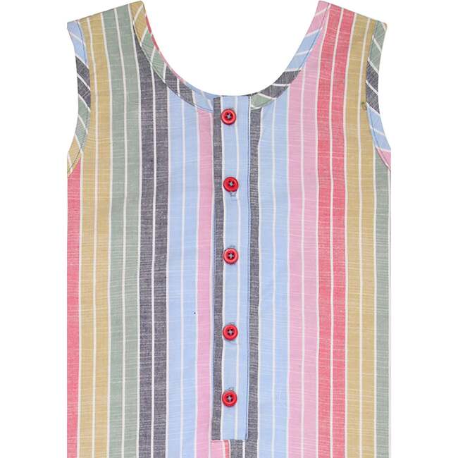 Rainbow Printed Jumpsuit with Buttons - Rompers - 3