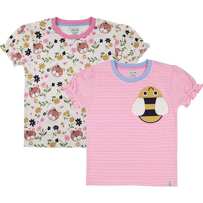 Lilly And Sid And Stripe Print T-Shirts - 2 Pack