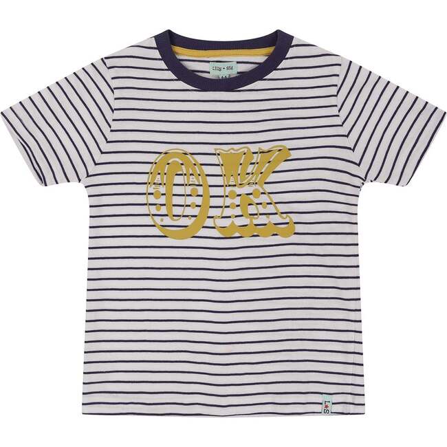 Ok Slogan Print T-Shirt, Stripe