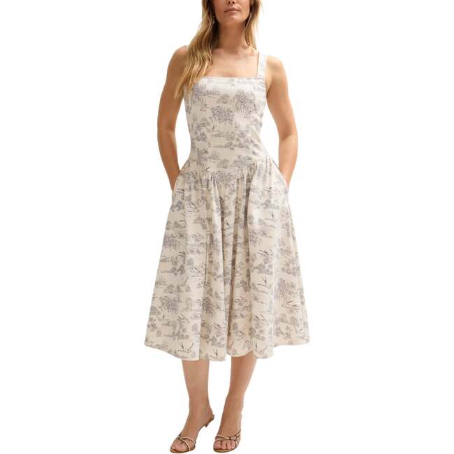 Hayley Corset Inspired Midi Dress, Natural