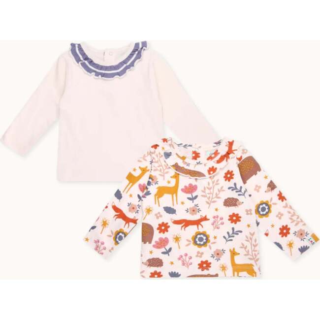 Animal Forest Print And Plain Top - 2 Pack