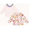 Animal Forest Print And Plain Top - 2 Pack - Mixed Apparel Set - 1 - thumbnail