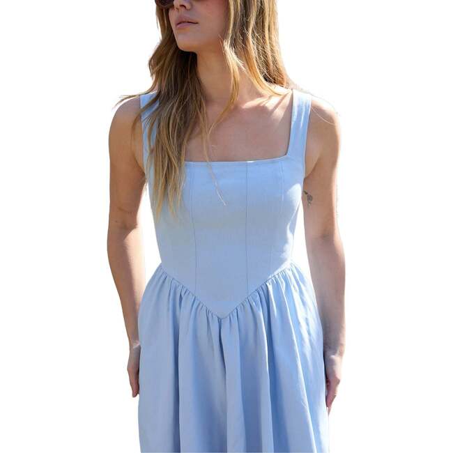 Hayley Corset Inspired Midi Dress, Blue