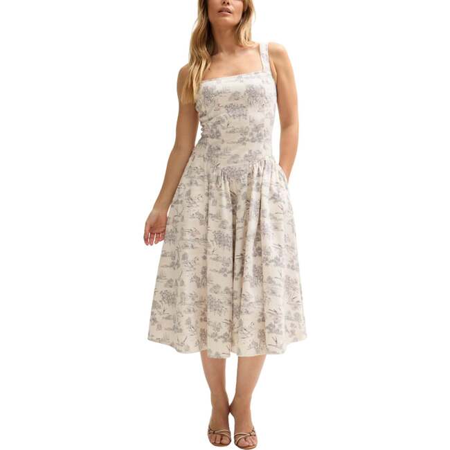 Hayley Corset Inspired Midi Dress, Natural - Dresses - 3