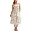 Hayley Corset Inspired Midi Dress, Natural - Dresses - 3 - thumbnail