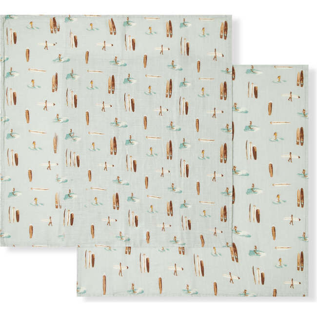 Vintage Surf Bamboo Muslin Two-Piece Burp Cloth Set