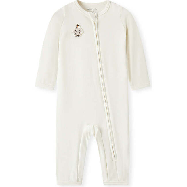 White Brushed Zipper Pajama