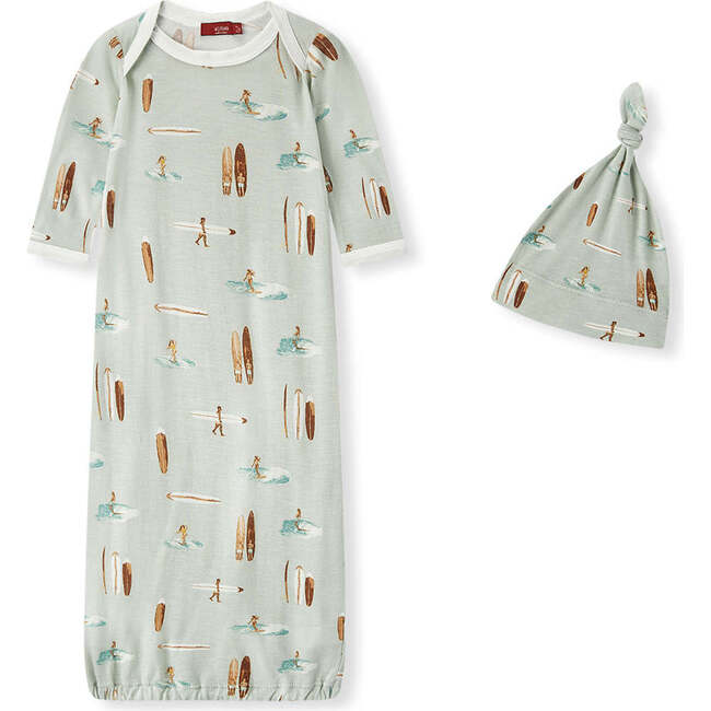Vintage Surf Bamboo Newborn Gown & Hat Set