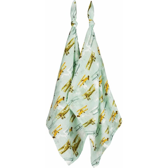 Vintage Planes Organic Cotton Muslin Two-Piece Burp Cloth Set