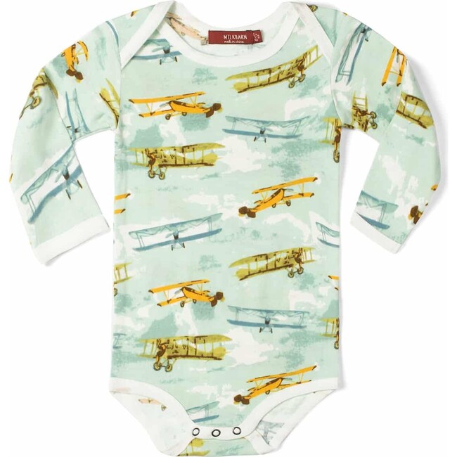 Vintage Planes Organic Cotton Long Sleeve One Piece