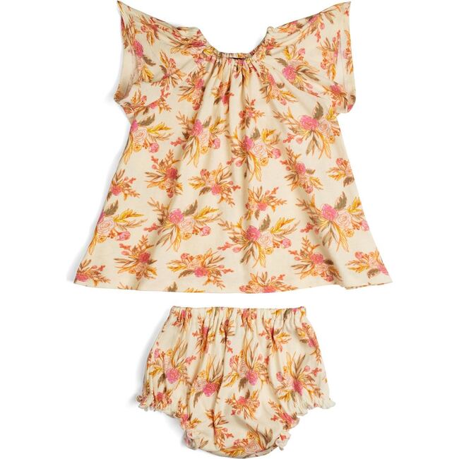 Vintage Floral Organic Cotton Dress & Bloomer Set