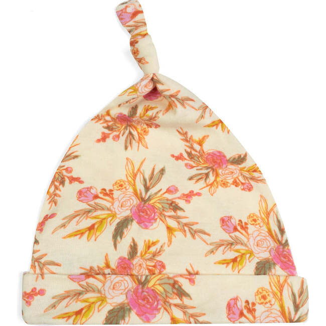 Vintage Floral Organic Cotton Knotted Beanie Hat