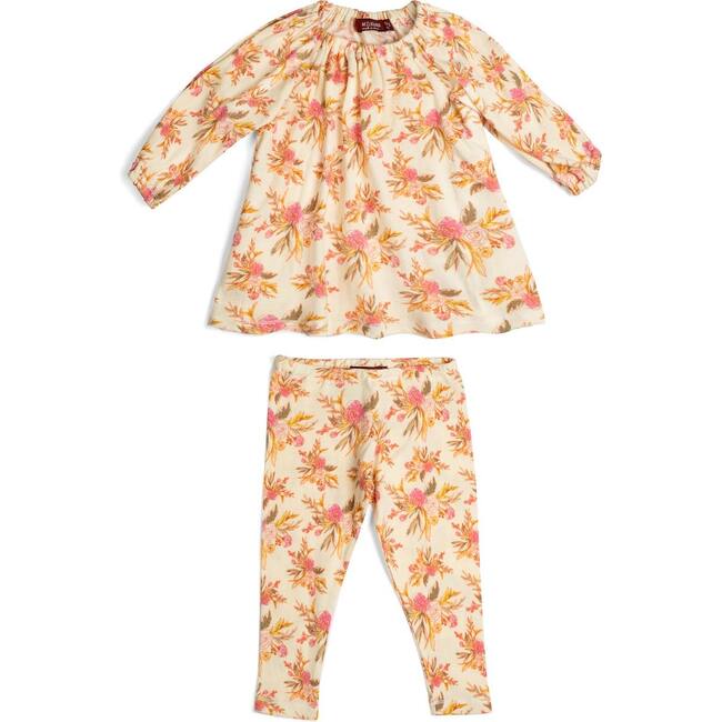 Vintage Floral Organic Cotton Dress & Legging Set