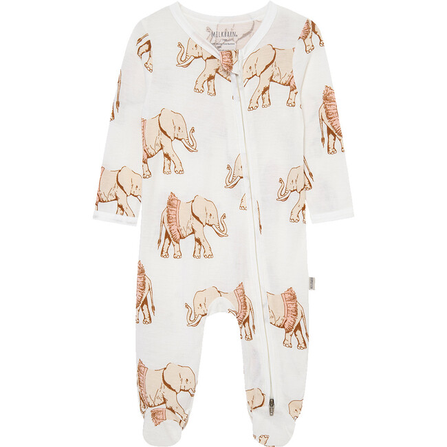 Tutu Elephant Bamboo Zipper Footed Romper