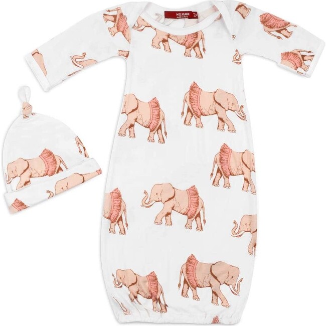 Tutu Elephant Bamboo Newborn Gown & Hat Set