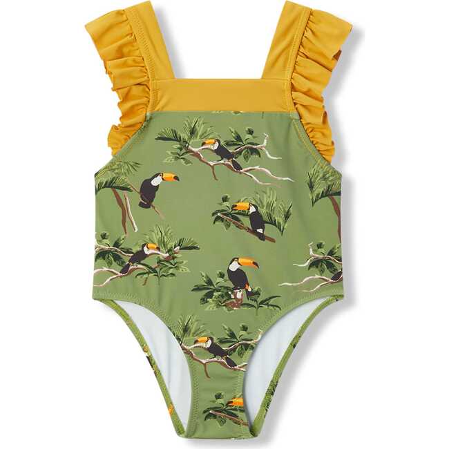 Toucan Ruffle Square Neck Swimsuit