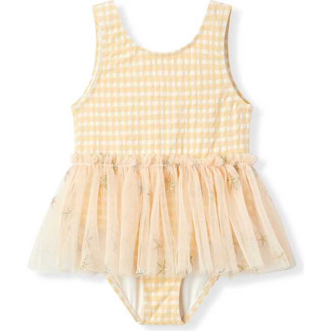 Yellow Gingham Ballet Skirt Swimsuit