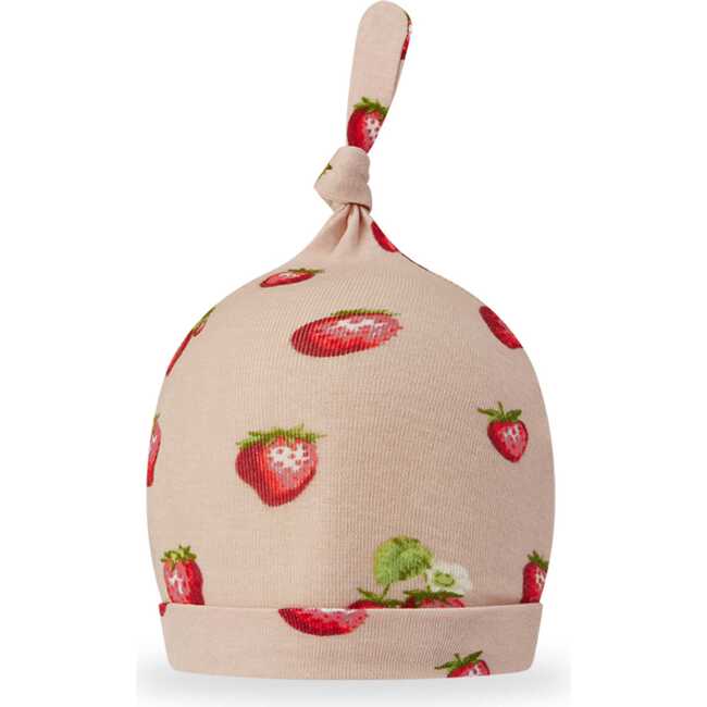 Strawberry Organic Cotton Knotted Beanie Hat