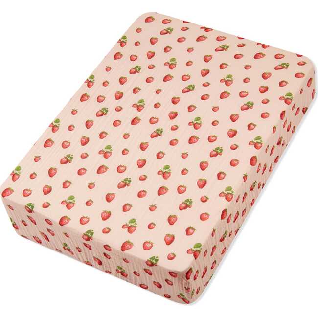 Strawberry Organic Cotton Crib Sheet