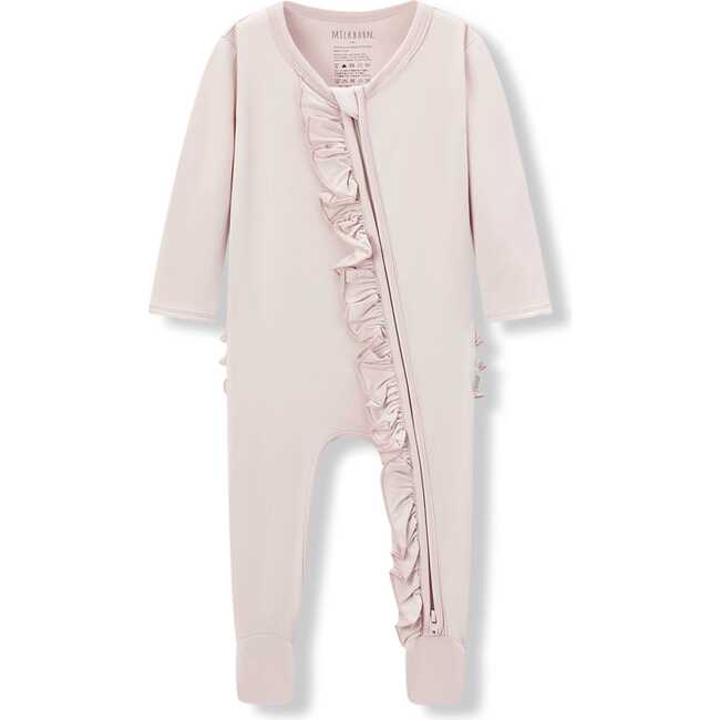 Sepia Rose Luxe Solid Ruffle Footed Romper