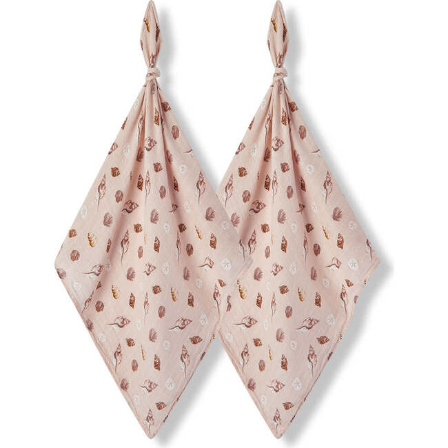 Seashells Bamboo Muslin Two-Piece Burp Cloth Set