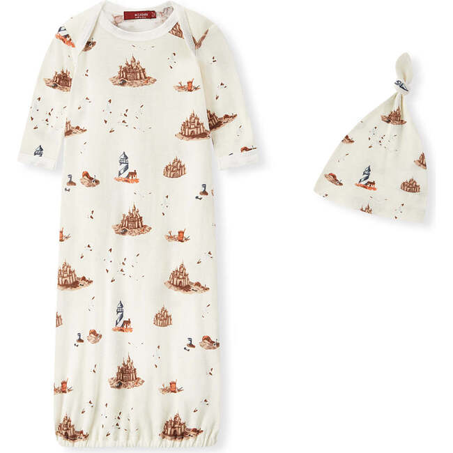 Sandcastle Organic Cotton Newborn Gown & Hat Set