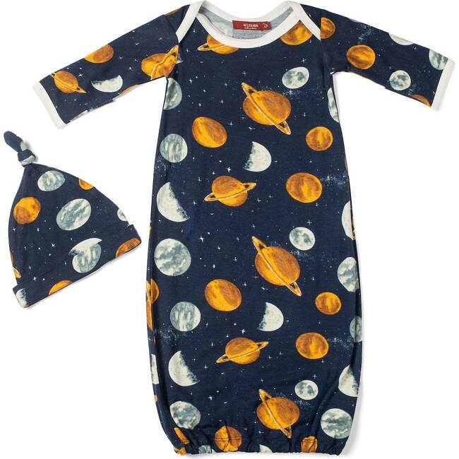 Planets Bamboo Newborn Gown & Hat Set