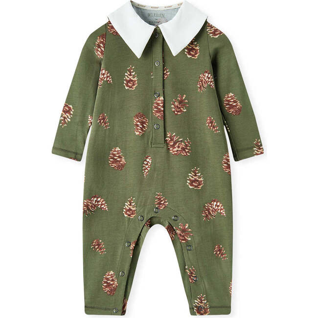 Pinecone Cotton Stretch Collar Long Sleeve Jumpsuit