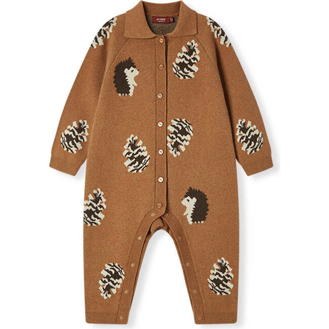 Pinecone & Hedgehog Knitted Collar Jumpsuit