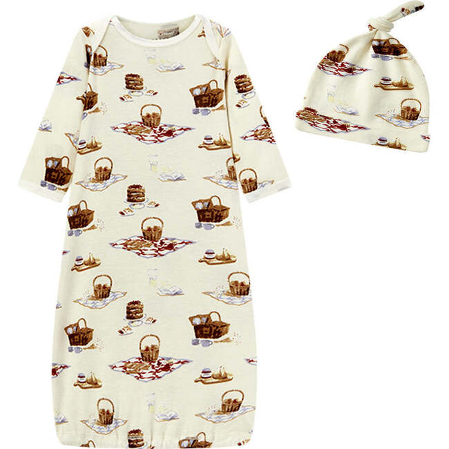 Picnic Organic Cotton Newborn Gown & Hat Set