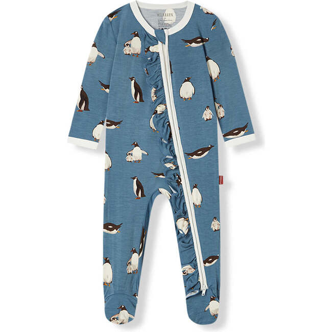 Penguin Luxe Stretch Ruffle Footed Romper