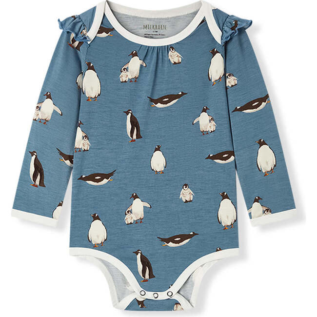 Penguin Luxe Stretch Ruffle Long Sleeve One Piece