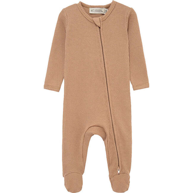 Tawny Rose Waffle Zipper Footed Romper